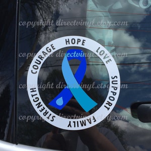 Hydrocephalus Awareness Ribbon Text Circle Decal