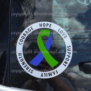 Blue and Green Awareness Ribbon Text Circle Decal