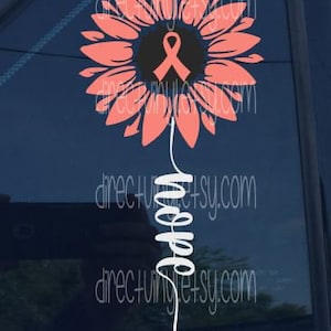 Coral Awareness Ribbon Hope Flower Decal