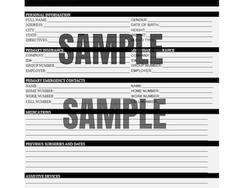 Medical Information Printable (PDF ONLY)