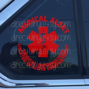 YOU CHOOSE TEXT Special Needs/ Medical Alert Car Window Decal Customized image 2