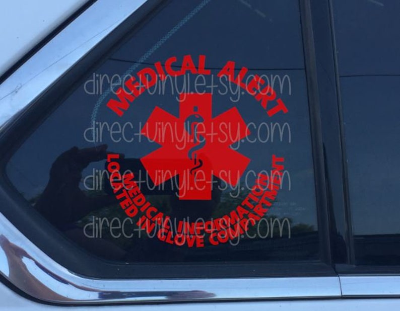 YOU CHOOSE TEXT Special Needs/ Medical Alert Car Window Decal Customized image 2