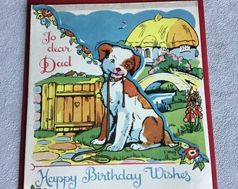 Original 1950’s unused vintage Birthday card , Dear Dad Birthday Greetings