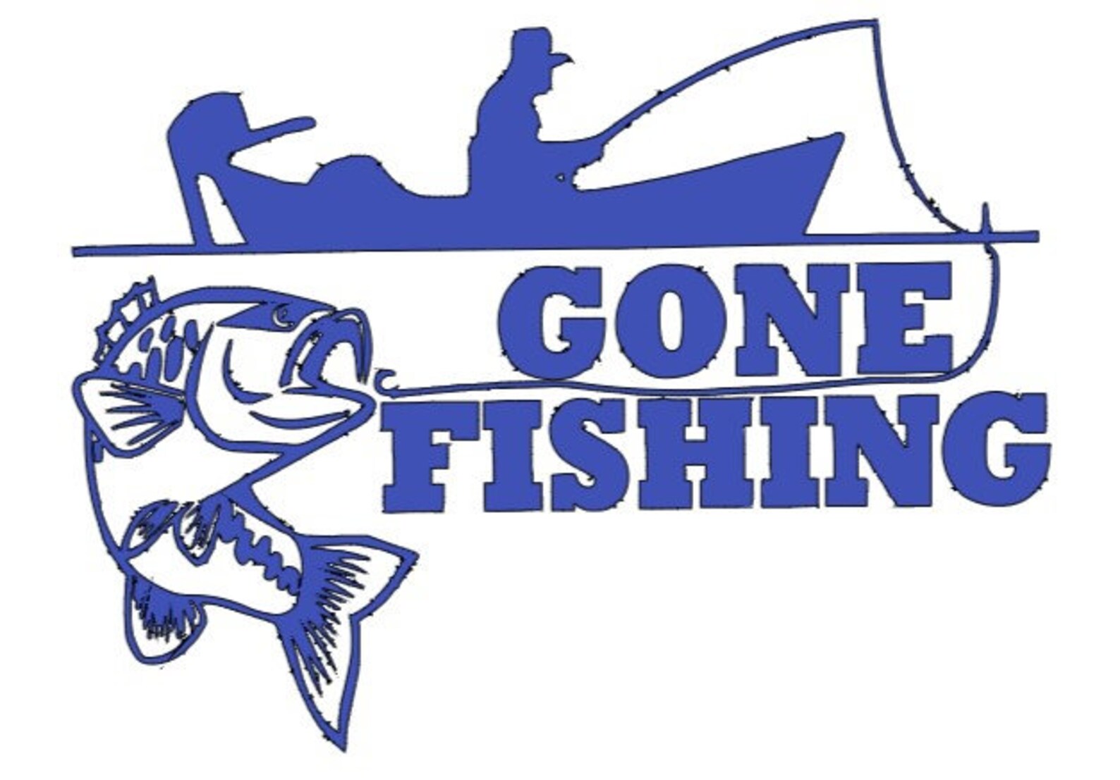 Gone Fishing boat vinyl decal sticker White Black Red Blue Etsy