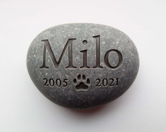 Engraved Pet Memorial Stone: Natural Pebble Grave Marker