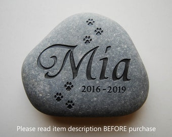 Engraved Pet Memorial Stone. Rustic Stone and Sympathetic Personalised Design for Your Dog or Cat Memorial Garden.