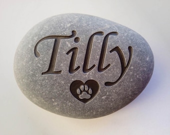 Custom Personalised Engraved Natural Pet Memorial Stone Gift for Dog, Cat