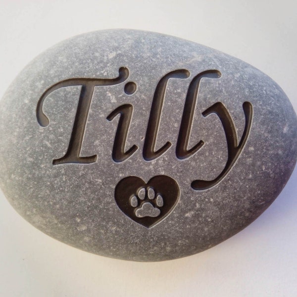 Custom Personalised & Deeply Engraved Natural Pet Memorial Stone for your Dog, Cat or Other