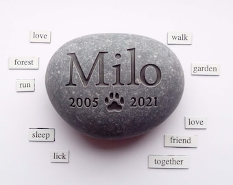 Engraved Pet Memorial Stone: Natural Pebble Grave Marker