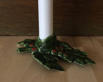 Lefton Holly Berry Candlestick Holder