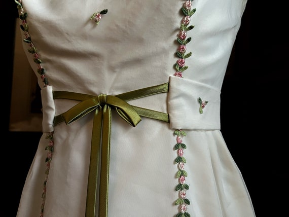 Handmade Ivory Empire Waist Maxi Dress with Pink … - image 4