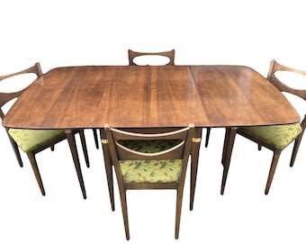 LOCAL PICKUP | Midcentury Modern Expanding Drop-Leaf Walnut Dining Table & Chairs | MCM | Vintage | c. 1960s