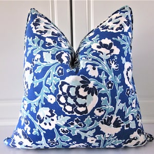 Ralph Lauren Decorative Pillow Cover-La Alameda-Outdoor Patio-Cobalt Ocean Floral-16x16 ,18x18, 20x20, 22x22