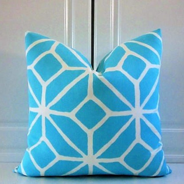 Trina Turk Decorative Pillow Cover--Pool Blue Blue Geometric- Indoor/Outdoor- 16x16,18x18, 20x20, 22x22, 24x24