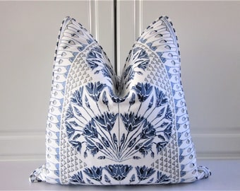 Thibaut Decorative Pillow Cover-"Cairo" in Blue- 20x20-Both Sides