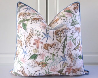 Tiger Decorative Pillow Cover-Blush Pink-18x18, 20x20, 22x22