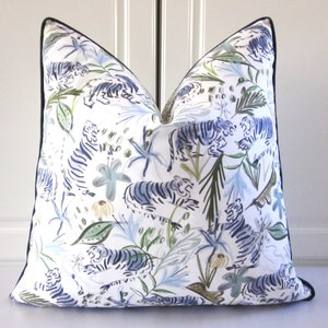 Tiger Decorative Pillow Cover-Blue-18x18, 20x20, 22x22