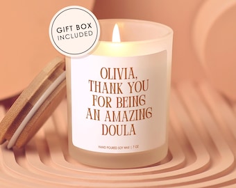 Doula Candle, Thank You Doula Candle, Gift for Doula Gift for Doula from Client Doula Appreciation Thank You Gift for Doula Candle for Doula