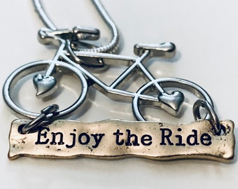 Bicycle Charm - Enjoy The Ride - Travel Jewelry - Mixed Metal - Bike - Bike Charm Necklace - Bike Necklace