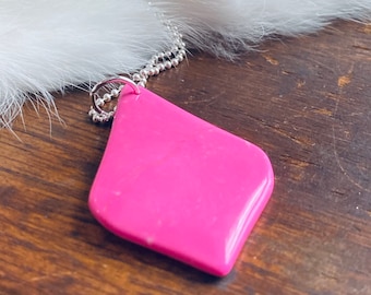 Neon Pink Howlite Pendant: Sterling Silver Teardrop Necklace