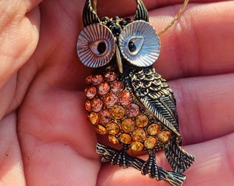 Owl Necklace - Mixed Metal - Vintage Pendant - JustBeadItByDrue