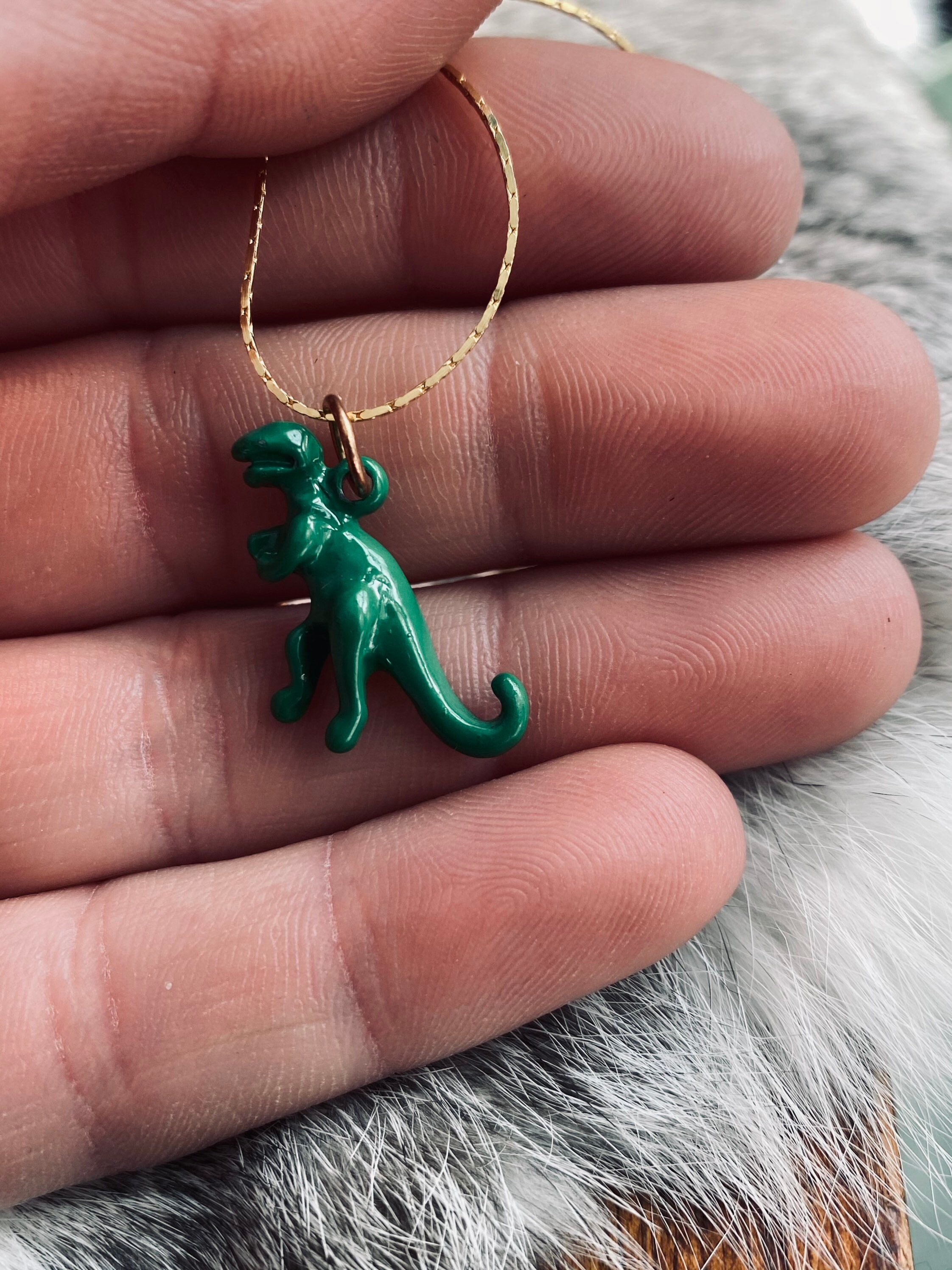 T-rex Dinosaur Necklace: Jurassic Green Dino Jewelry - Etsy