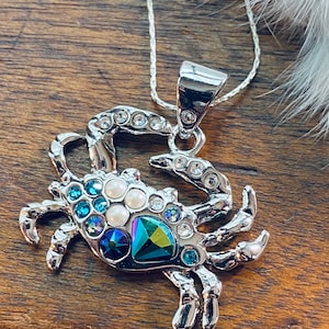 Crab Necklace - Swarovski Crystal - Crystal Crab - JustBeadItByDrue