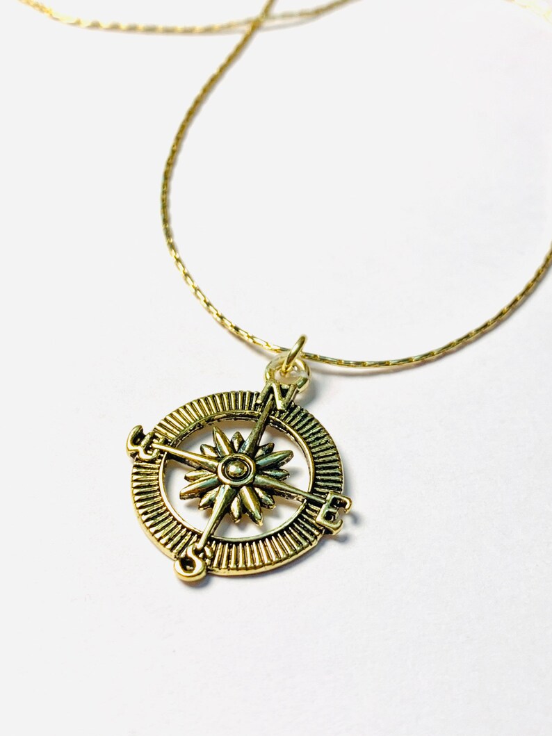 Compass Charm Necklace Compass Necklace Globetrotter Etsy