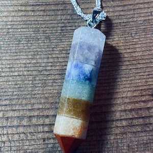 7 Chakra Pendant- Chakra Jewelry- Crystal Pendant - Rainbow Crystal Chakra Stone - Healing Stone