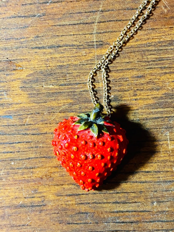 Large Strawberry Brooch - Strawberry Pendant - Vi… - image 5