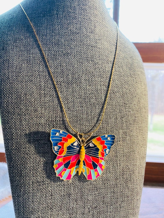 Multi-Color Metal Butterfly Pendant - Butterfly N… - image 6