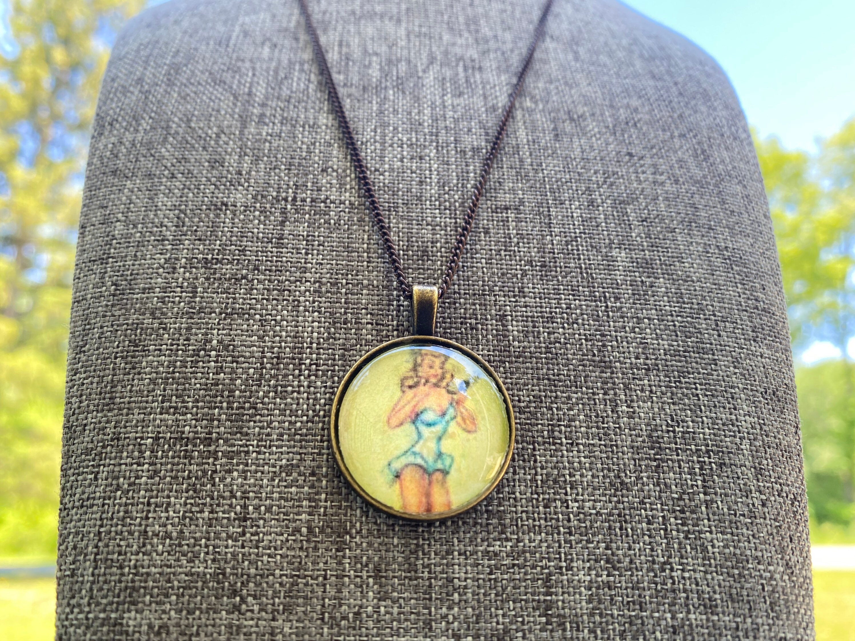 Vintage Pinup Girl Print Pendant Bronze Jewelry Retro Etsy Ireland