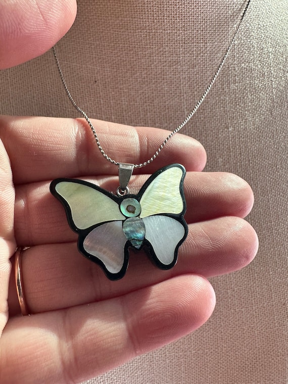 Butterfly Necklace - Butterfly- Abalone Shell Nec… - image 1