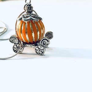 Pumpkin Carriage Necklace - Cinderella Carriage Necklace -Storybook Themed - Fairy Tale Jewelry - Silver Necklace