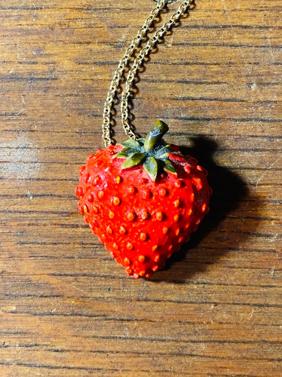 Large Strawberry Brooch - Strawberry Pendant - Vi… - image 6