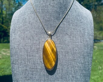 Tiger Eye Gemstone Handmade Jewelry Pendant 1.70
