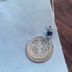 Silver Medallion Pendant- Bohemian Jewelry- Boho Necklace - Filigree Pendant - Sterling Silver Necklace