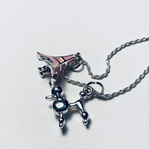 Sterling Silver Charm Necklace - Eiffel Tower Charm - Poodle Charm - Paris Necklace - French Jewelry