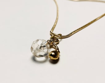 Colar com frasco de perfume vintage - pingente de bola de cristal