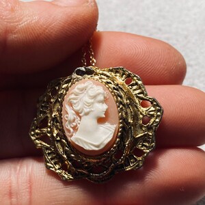 Classic Cameo Vintage Cameo Pendant Gold Toned Cameo Jewelry Victorian Inspired Cameo JustBeadItByDrue image 6