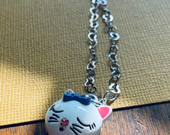 Kitty Charm Necklace: Sterling Silver Cat Pendant