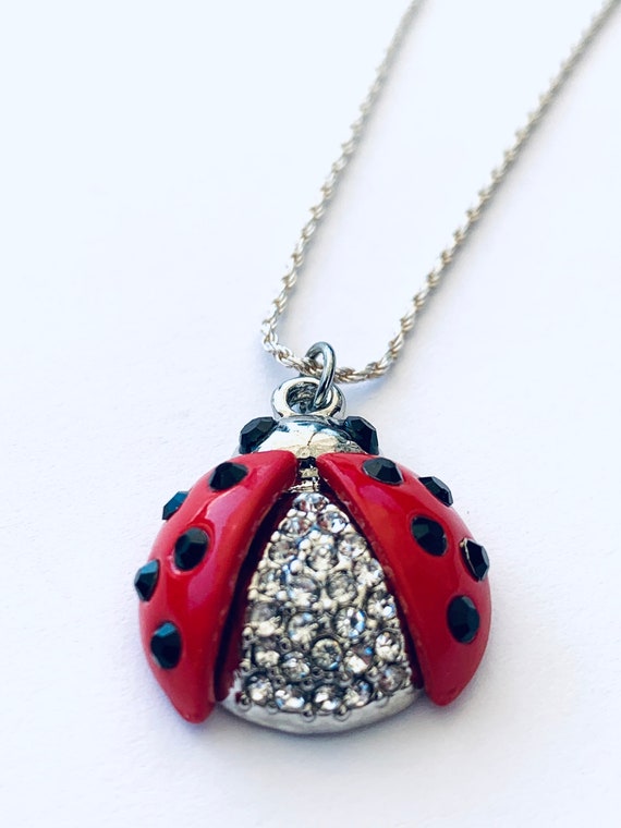 Silver deals ladybug necklace