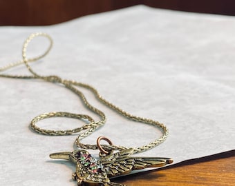 Hummingbird Necklace - Bronze Hummingbird Necklace - Hummingbird Jewelry