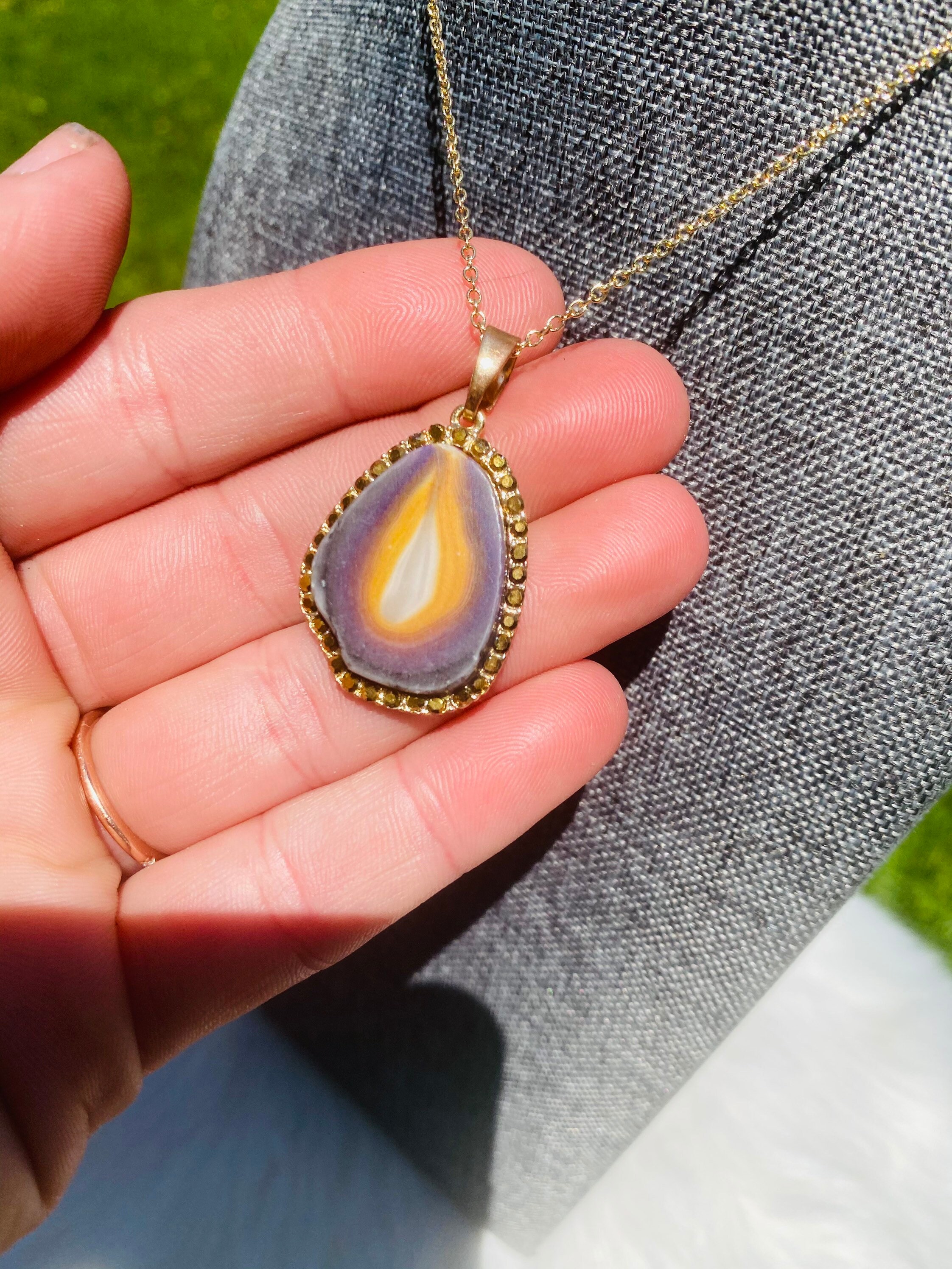 Geode slice best sale pendant