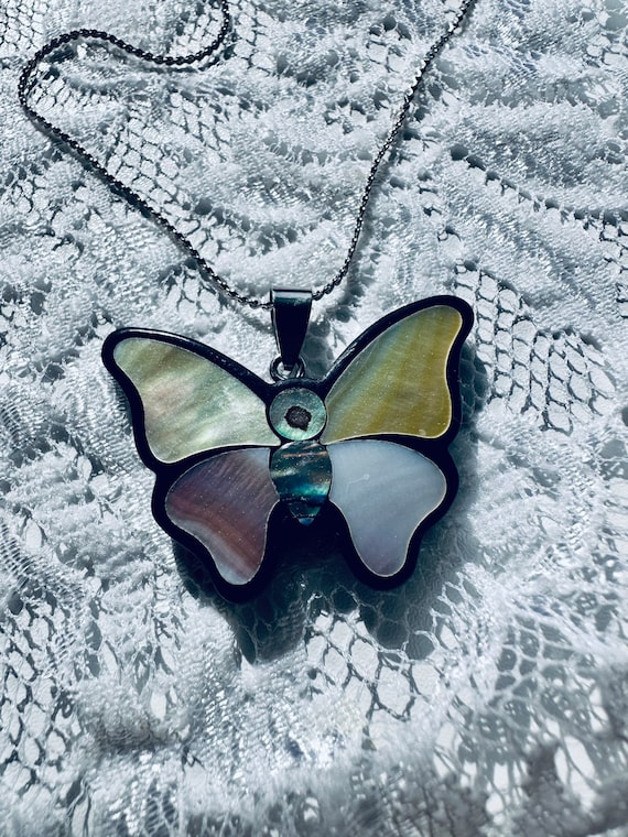 Butterfly Necklace - Butterfly- Abalone Shell Nec… - image 6