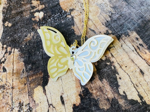 Butterfly Necklace - Gold Jewelry - Vintage Inspi… - image 1