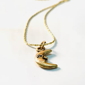 Moon Necklace- Crescent Moon Charm Necklace - Gold Moon Charm Necklace - Celestial Jewelry- Moon Charm - JustBeadItByDrue