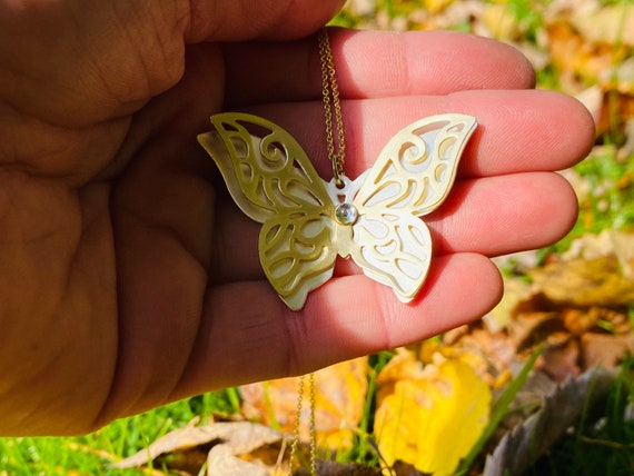 Butterfly Necklace - Gold Jewelry - Vintage Inspi… - image 2