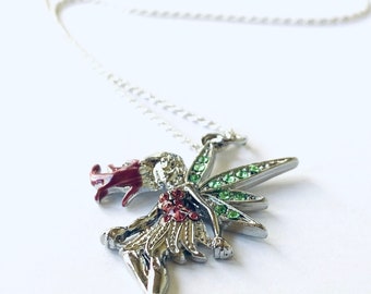 Fairy Necklace- Fairy Necklace - Pixie Pendant - Antiqued Silver - Fairy Pendant