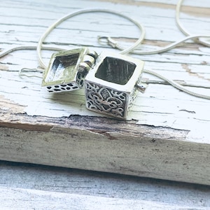 Sterling Silver Filigree Prayer Box Locket Pendant